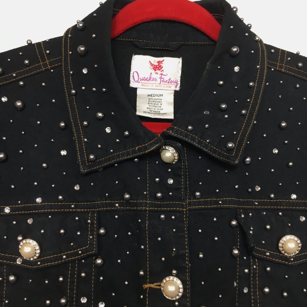 Quacker Factory Art To Wear Embellished Dark Deni… - image 1